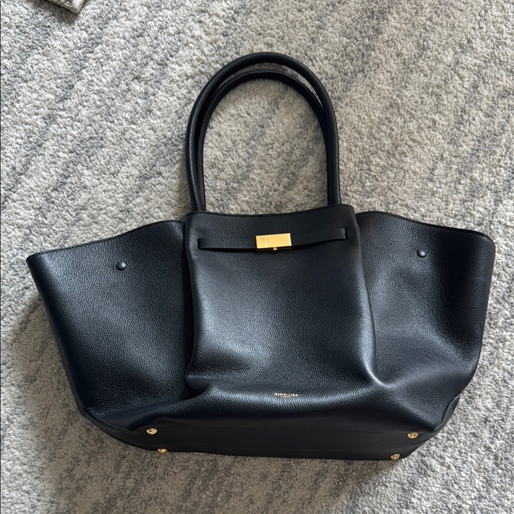 Demellier New York tote large black grain leather